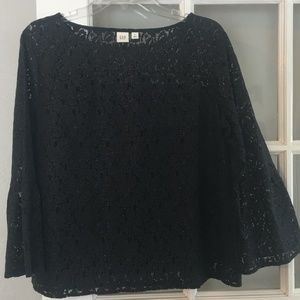 Gap Black Lace Bell Sleeve Top